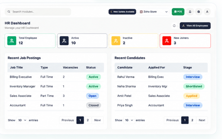 Trushti POS HR Management Interface